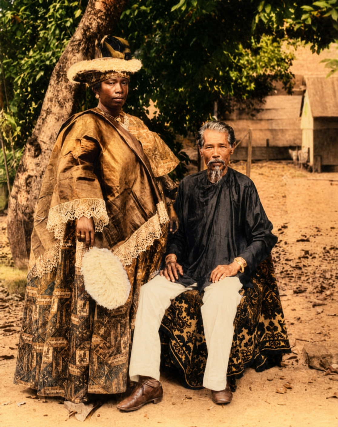 Chinees en zijn creoolse vrouw. ca. 1900 foto: Eugen Klein